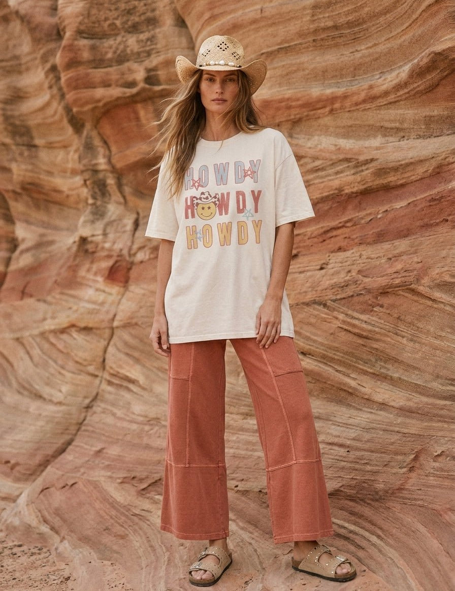 Howdy Smiley Oversized Graphic Tee - Westly