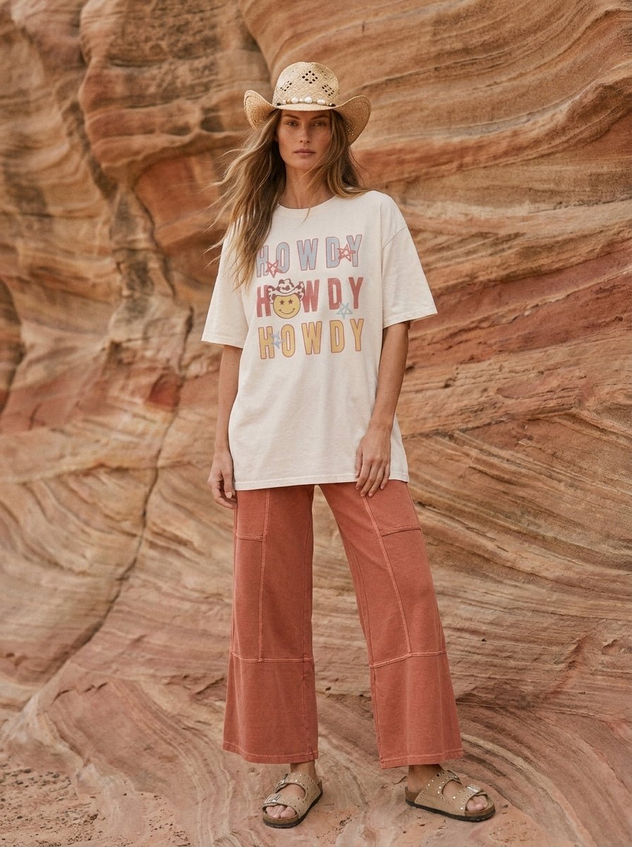 Howdy Smiley Oversized Graphic Tee - Westly