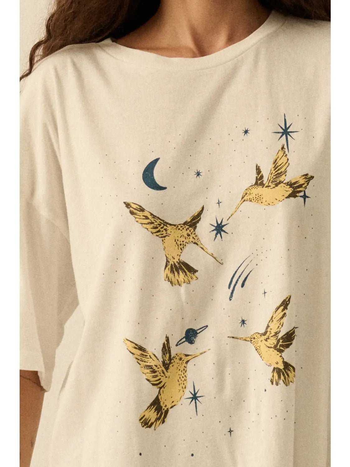 Hummingbirds Garment - Washed Oversized Graphic Tee - Westly