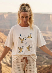 Hummingbirds Garment - Washed Oversized Graphic Tee - Westly