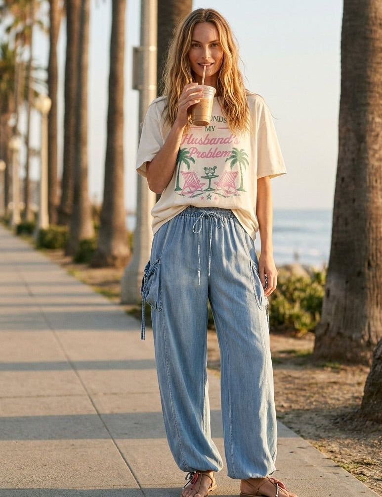 Husband's Problem Oversized Graphic Tee - Westly