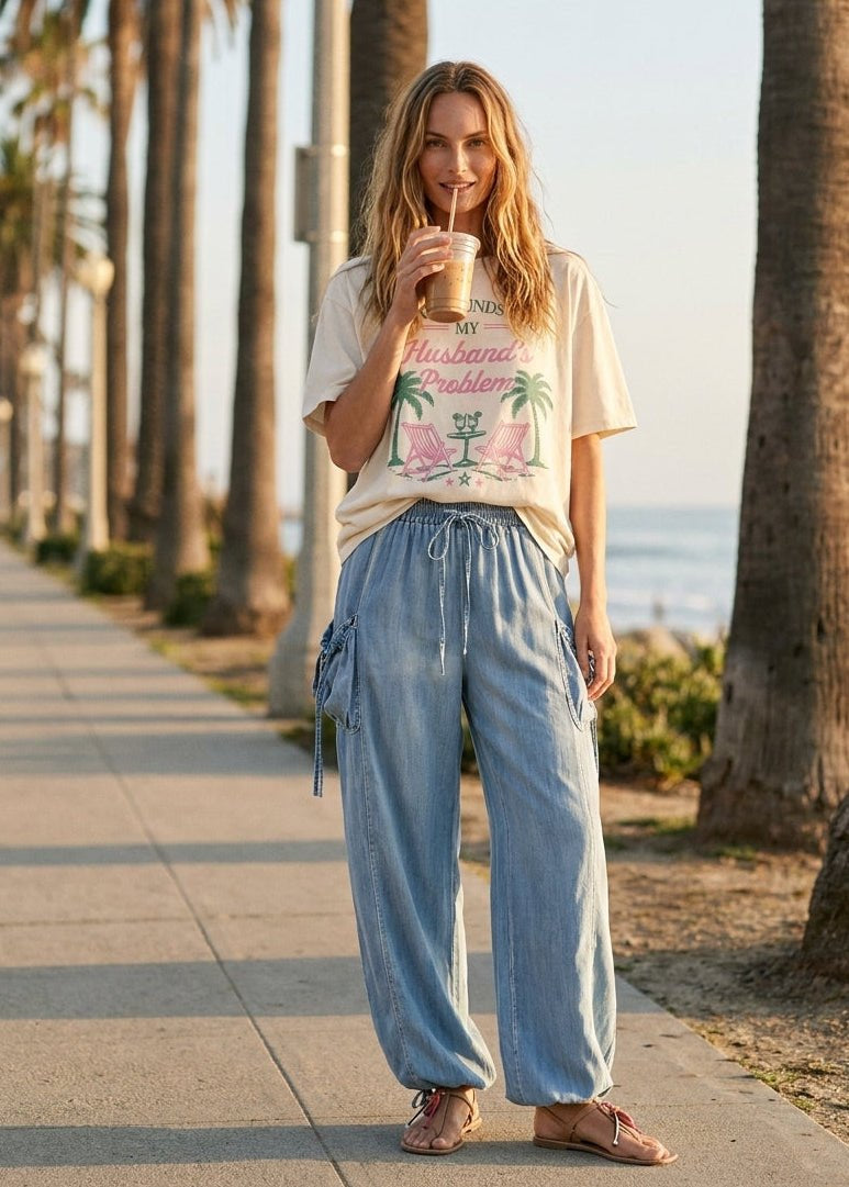 Husband's Problem Oversized Graphic Tee - Westly