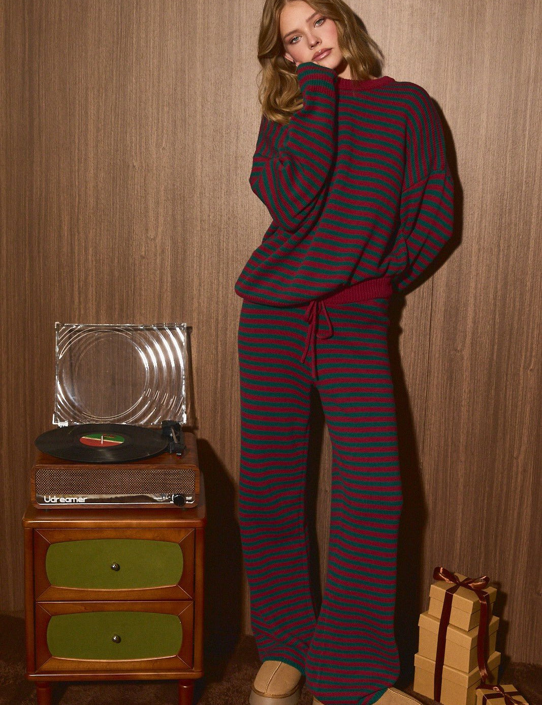 Idle Hour Striped Knit Lounge Set - Westly