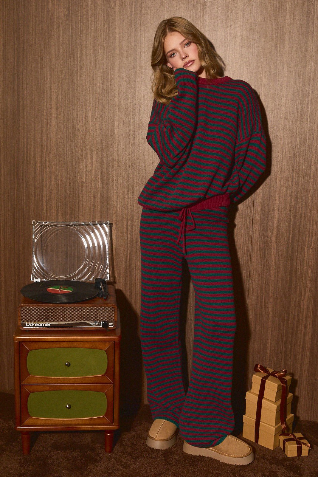 Idle Hour Striped Knit Lounge Set - Westly