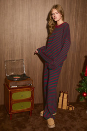 Idle Hour Striped Knit Lounge Set - Westly