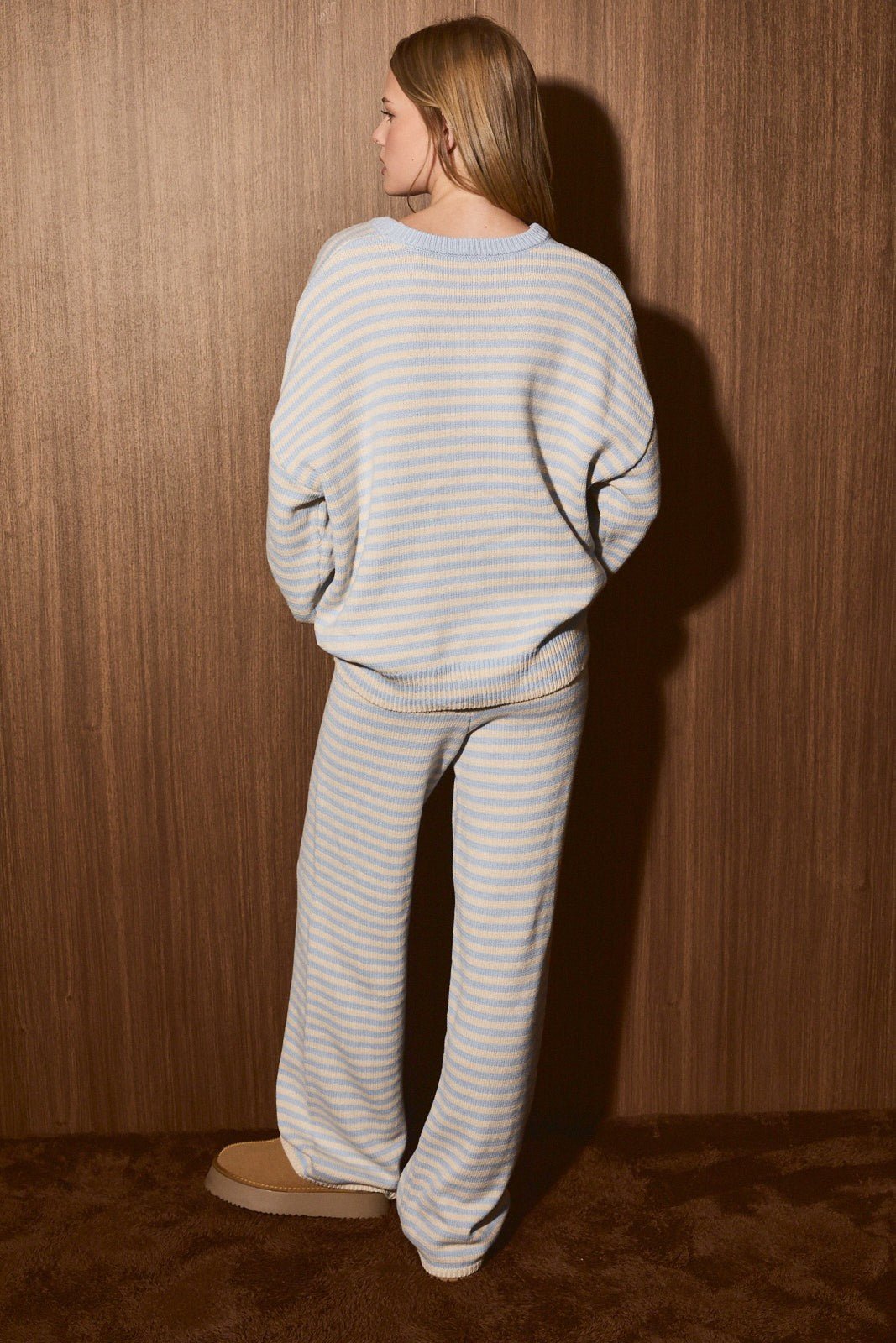 Idle Hour Striped Knit Lounge Set - Westly
