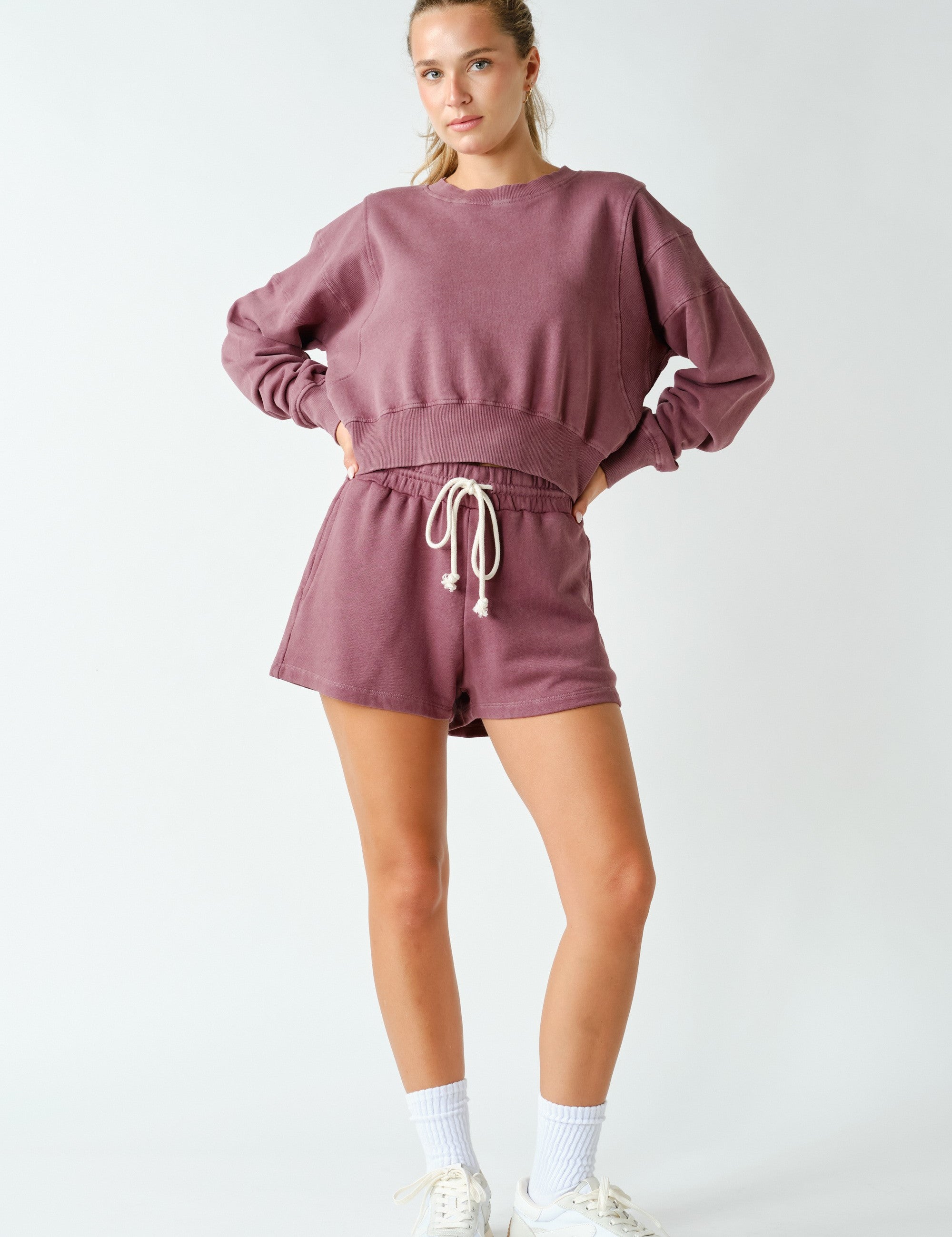 Idyll Washed French Terry Shorts in Rosewood, photo 4
