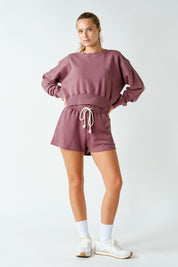 Idyll Washed French Terry Shorts in Rosewood, photo 4