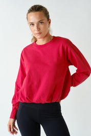 In A Cinch Washed Bubble Hem Pullover - Westly