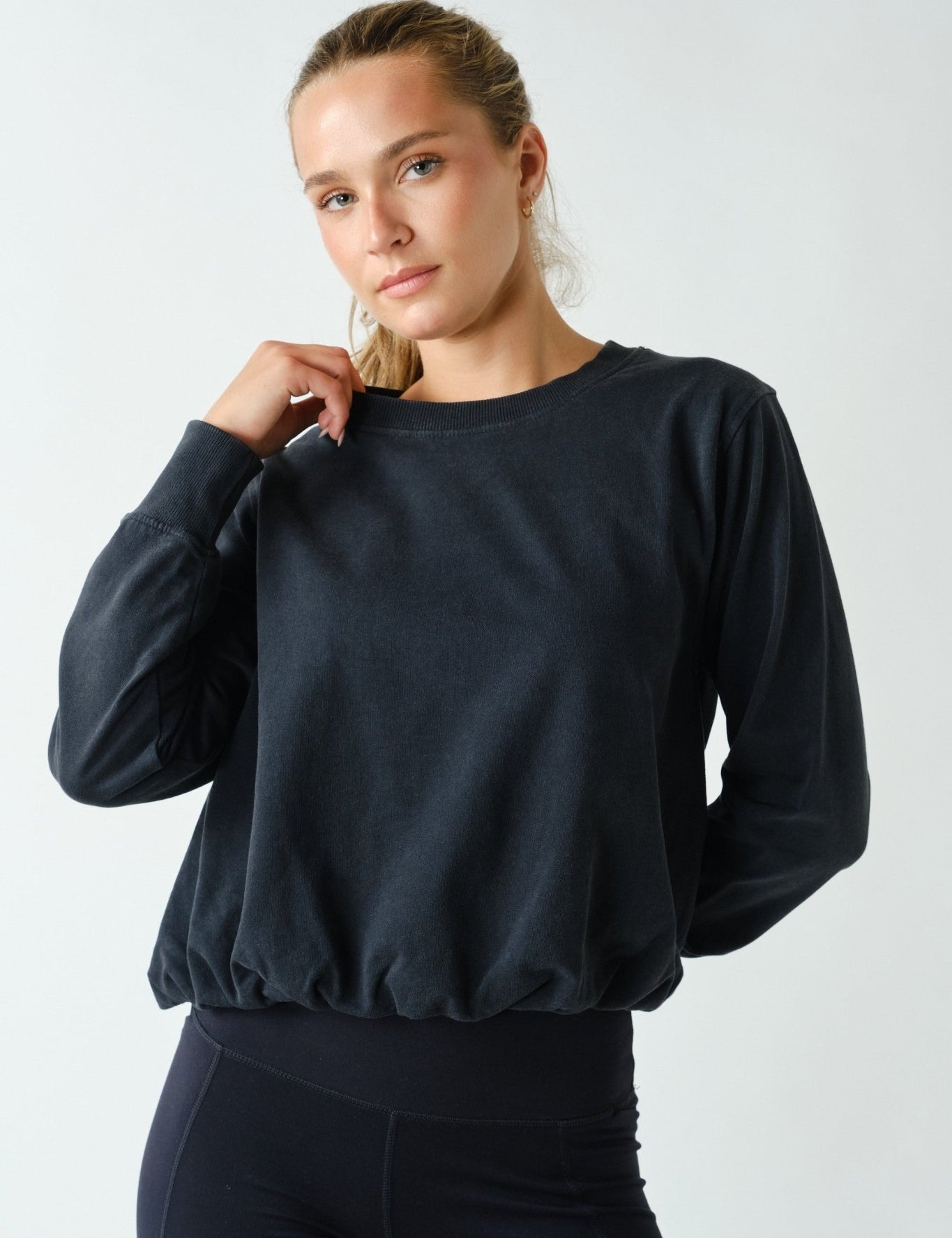 In A Cinch Washed Bubble Hem Pullover - Westly