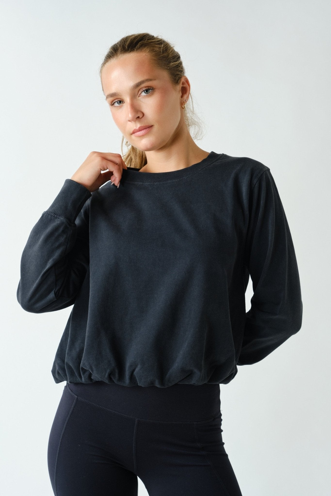 In A Cinch Washed Bubble Hem Pullover - Westly