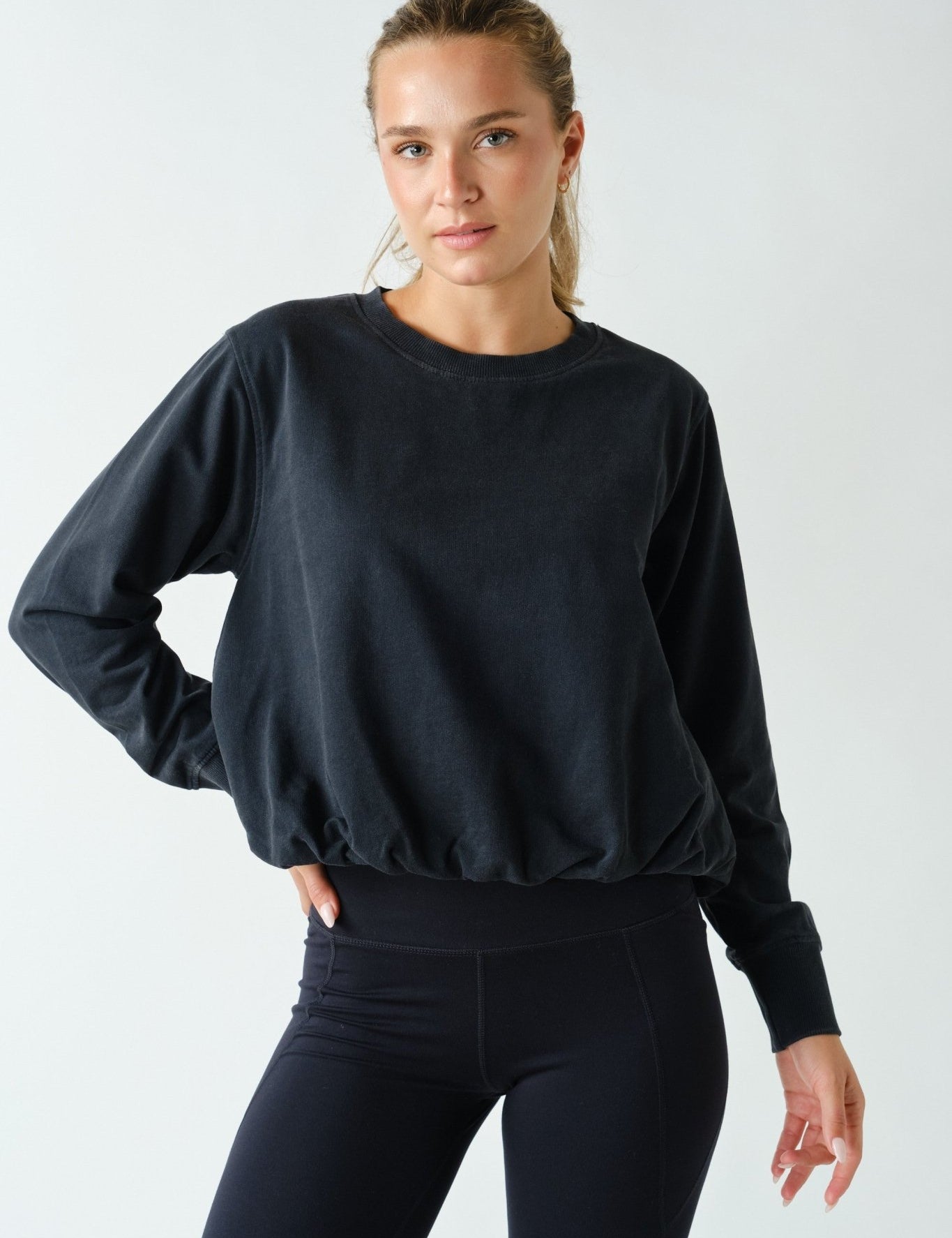 In A Cinch Washed Bubble Hem Pullover - Westly