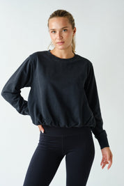 In A Cinch Washed Bubble Hem Pullover - Westly