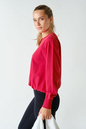 In A Cinch Washed Bubble Hem Pullover - Westly
