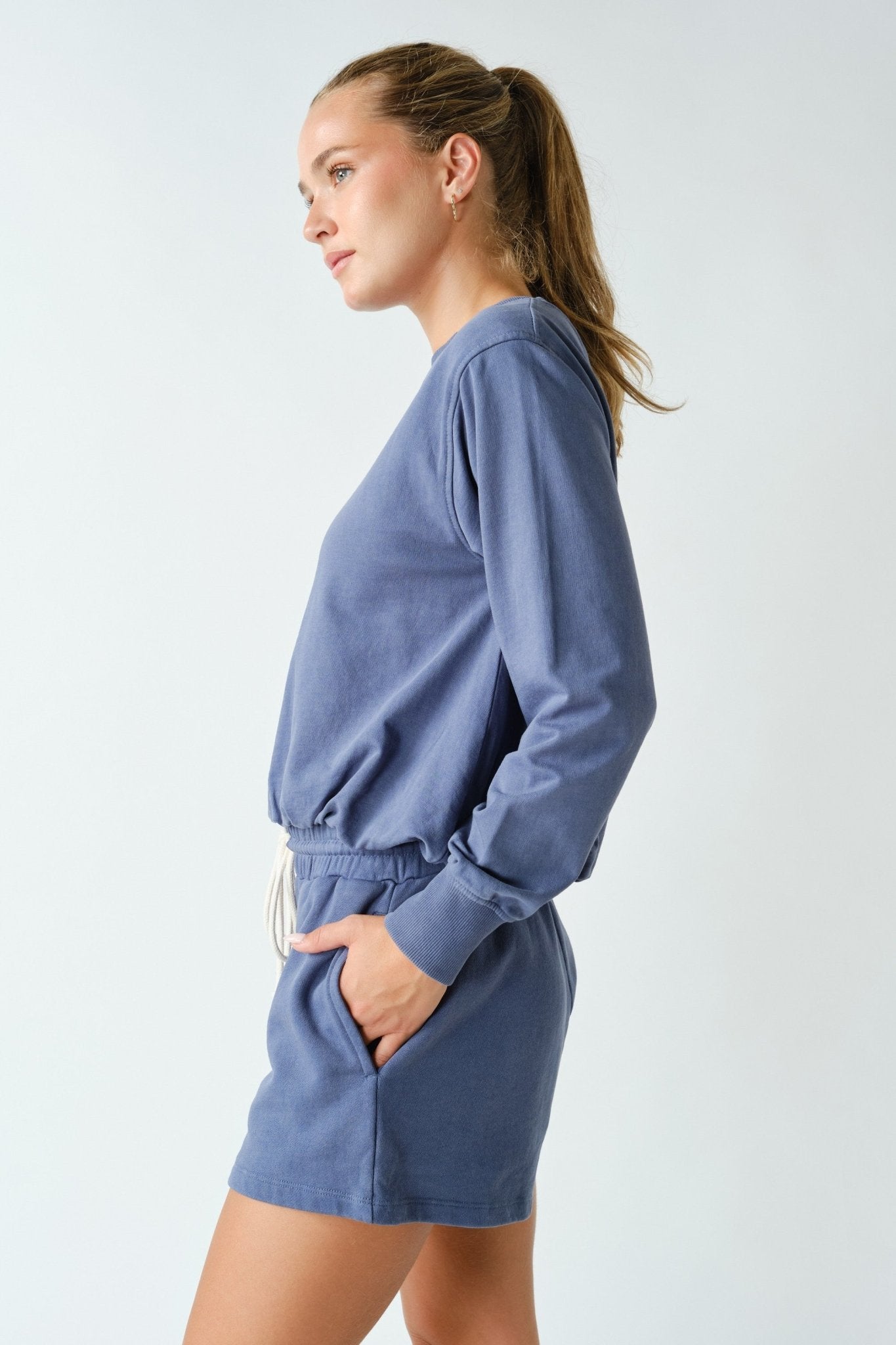In A Cinch Washed Bubble Hem Pullover - Westly