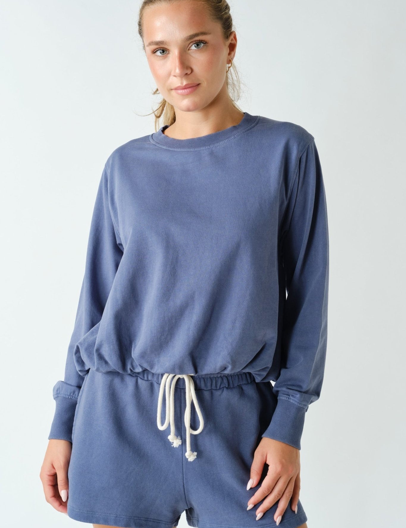 In A Cinch Washed Bubble Hem Pullover - Westly