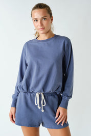 In A Cinch Washed Bubble Hem Pullover - Westly