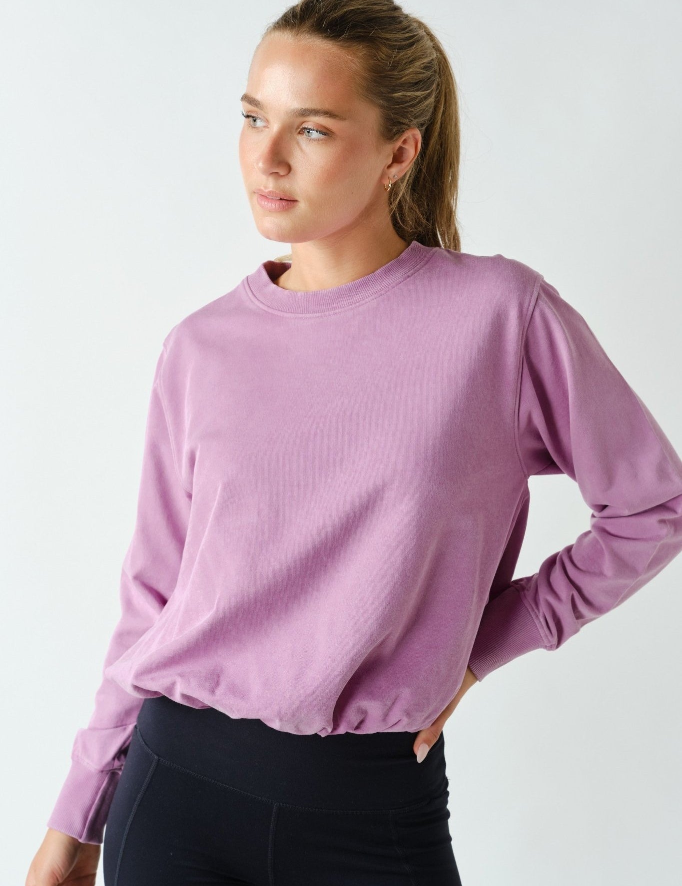 In A Cinch Washed Bubble Hem Pullover - Westly