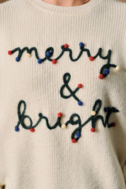 In Good Spirits Embroidered Pom-Pom Sweater - Westly