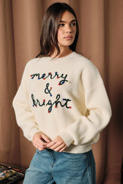 In Good Spirits Embroidered Pom-Pom Sweater - Westly