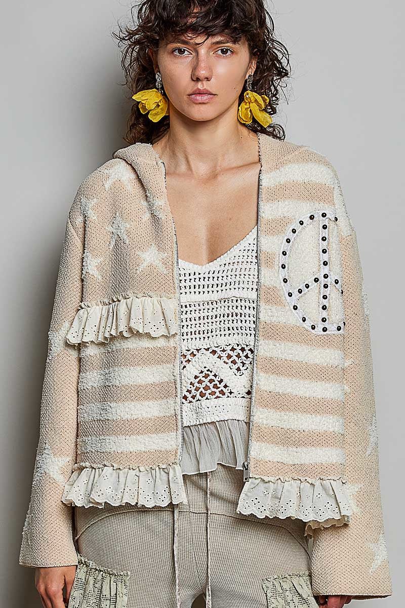 In Good Time Zip-Up Hooded Chenille Sweater - Westly