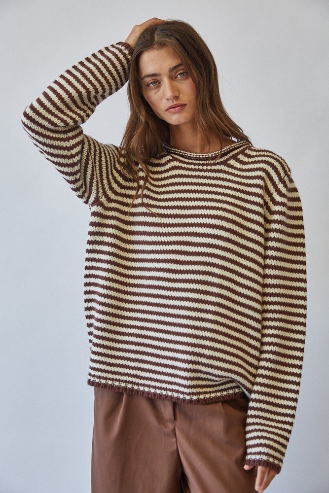 In Retrospect Roll Neck Stripe Sweater - Westly