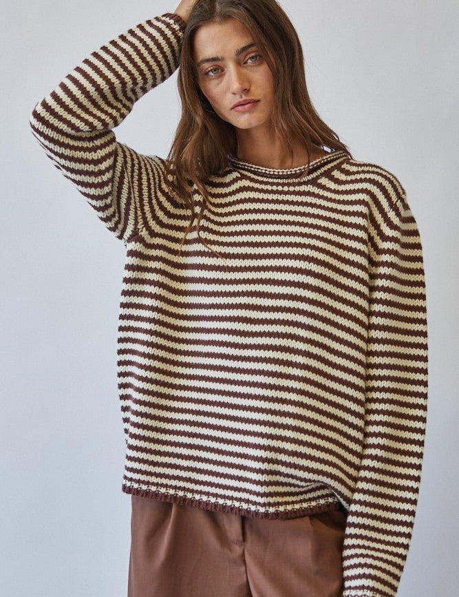 In Retrospect Roll Neck Stripe Sweater - Westly