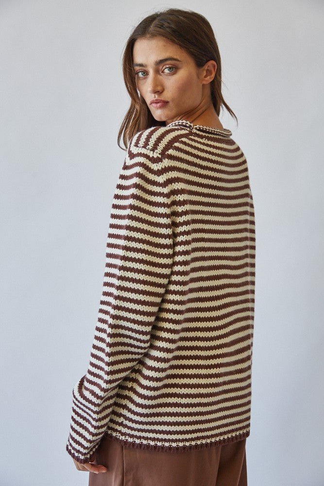 In Retrospect Roll Neck Stripe Sweater - Westly