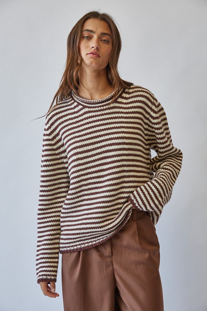 In Retrospect Roll Neck Stripe Sweater - Westly
