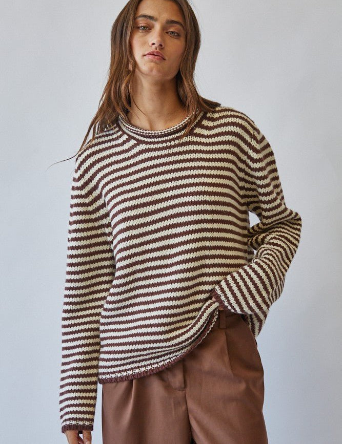 In Retrospect Roll Neck Stripe Sweater - Westly