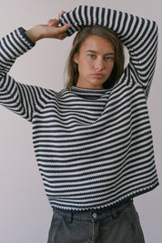 In Retrospect Roll Neck Stripe Sweater - Westly