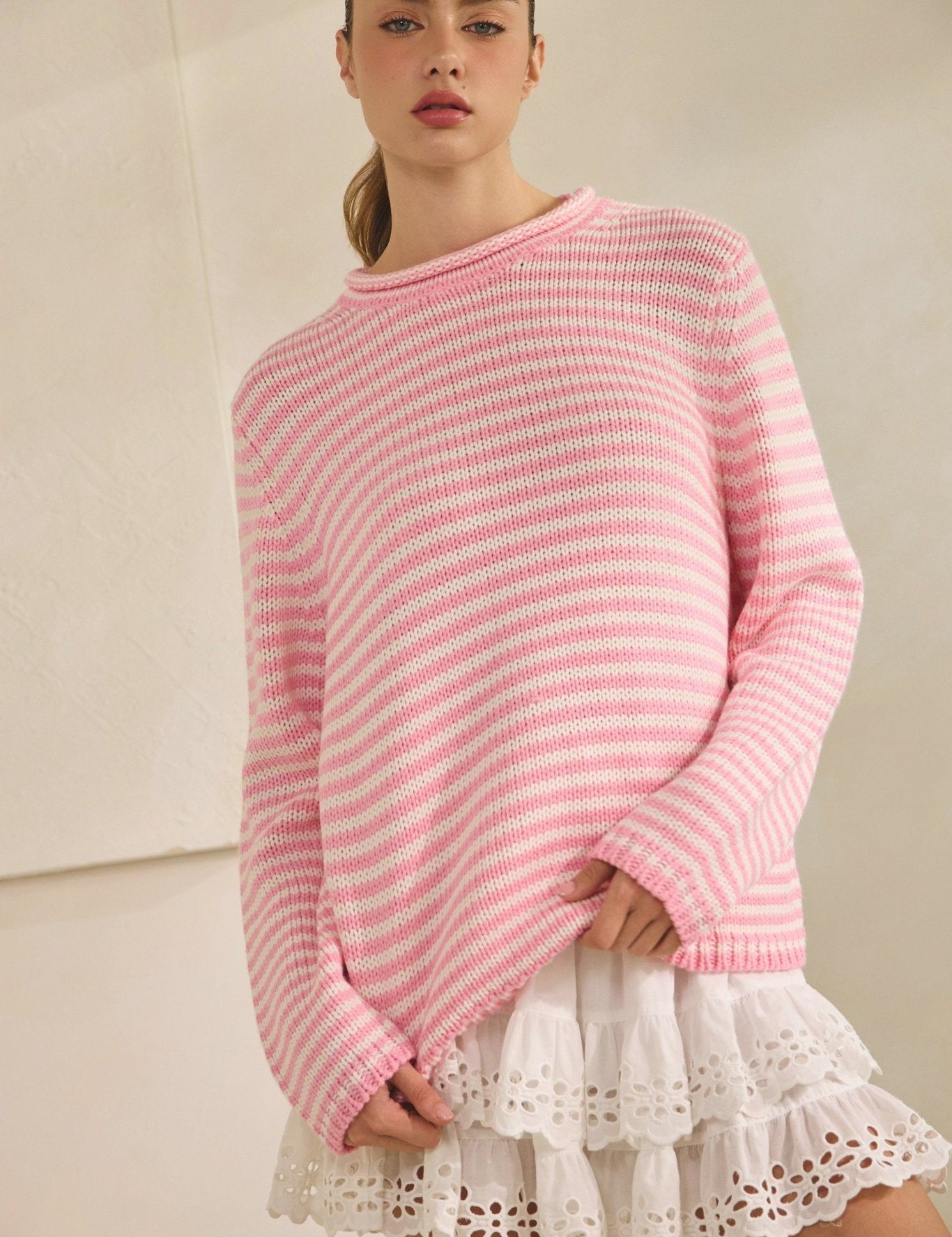 In Retrospect Roll Neck Stripe Sweater - Westly
