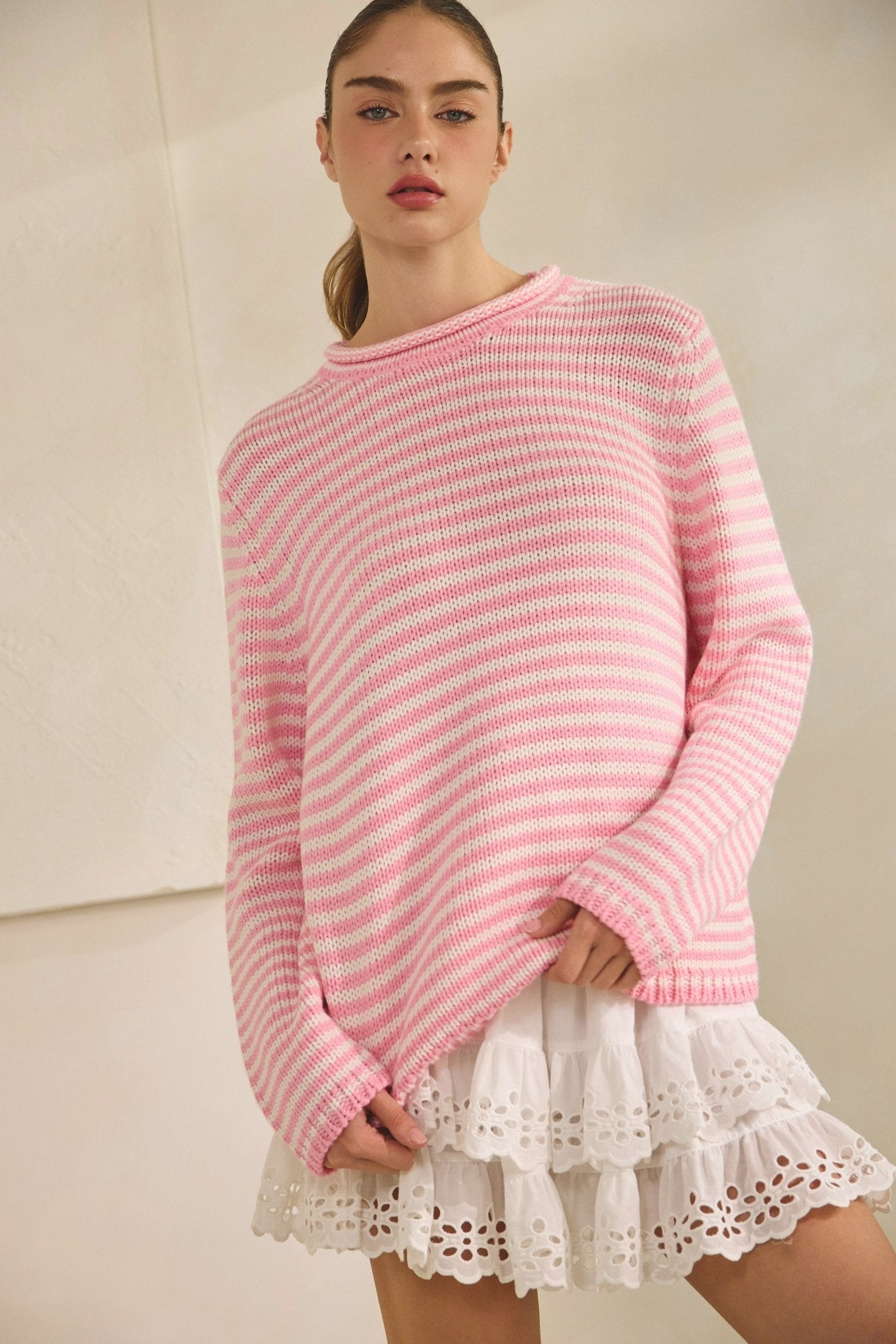 In Retrospect Roll Neck Stripe Sweater - Westly