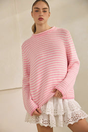 In Retrospect Roll Neck Stripe Sweater - Westly