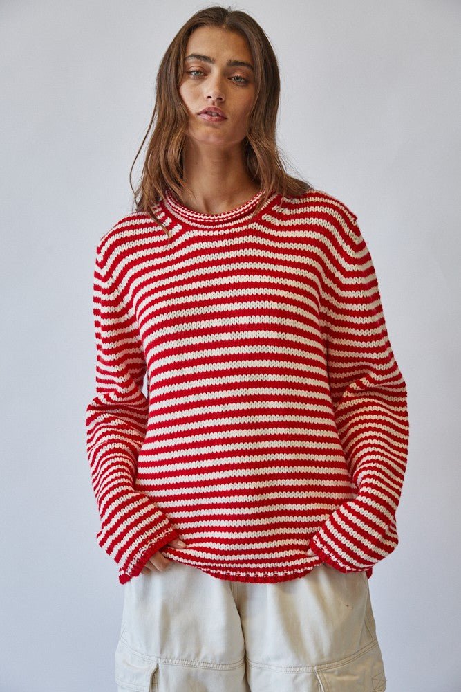 In Retrospect Roll Neck Stripe Sweater - Westly