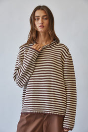 In Retrospect Roll Neck Stripe Sweater - Westly