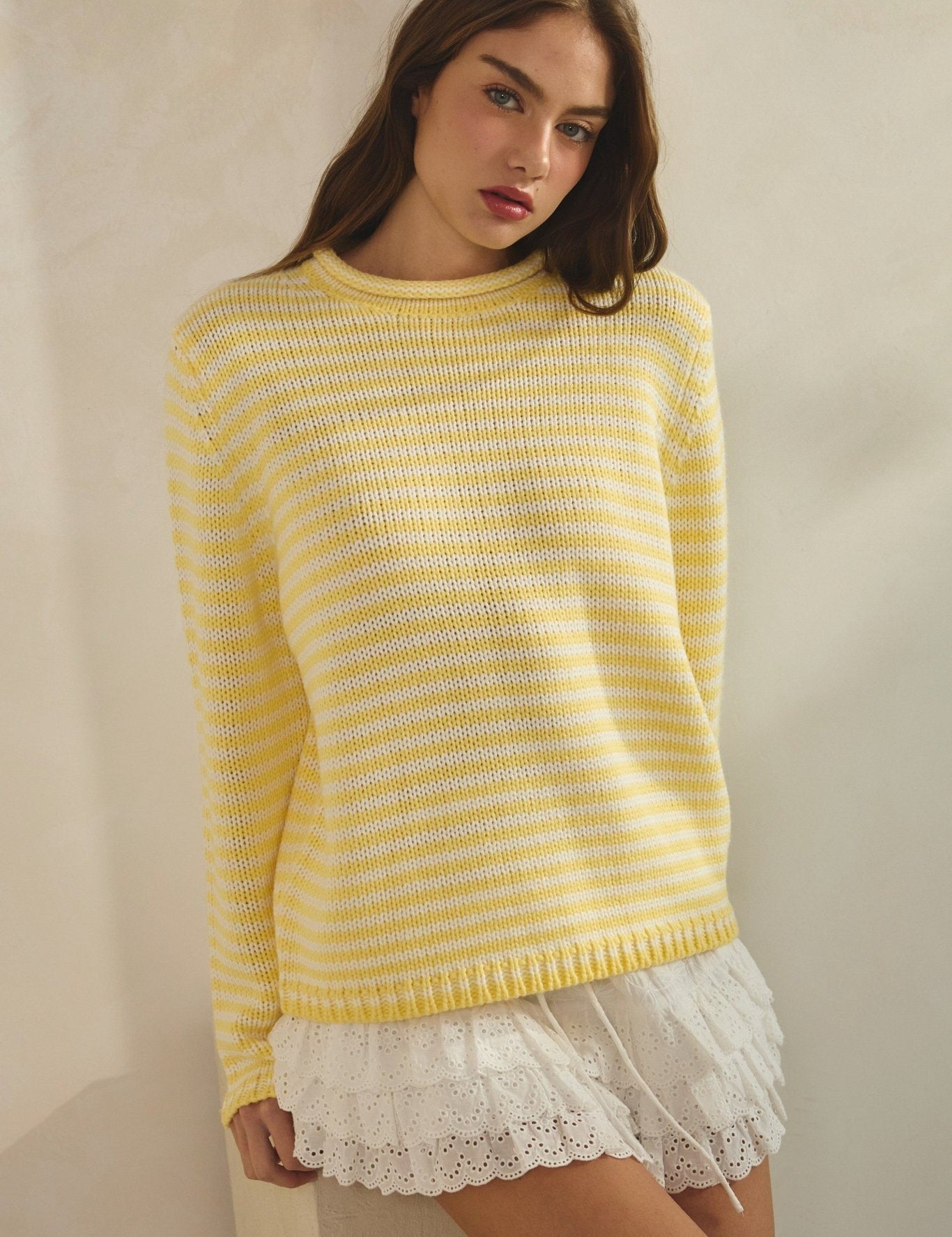 In Retrospect Roll Neck Stripe Sweater - Westly