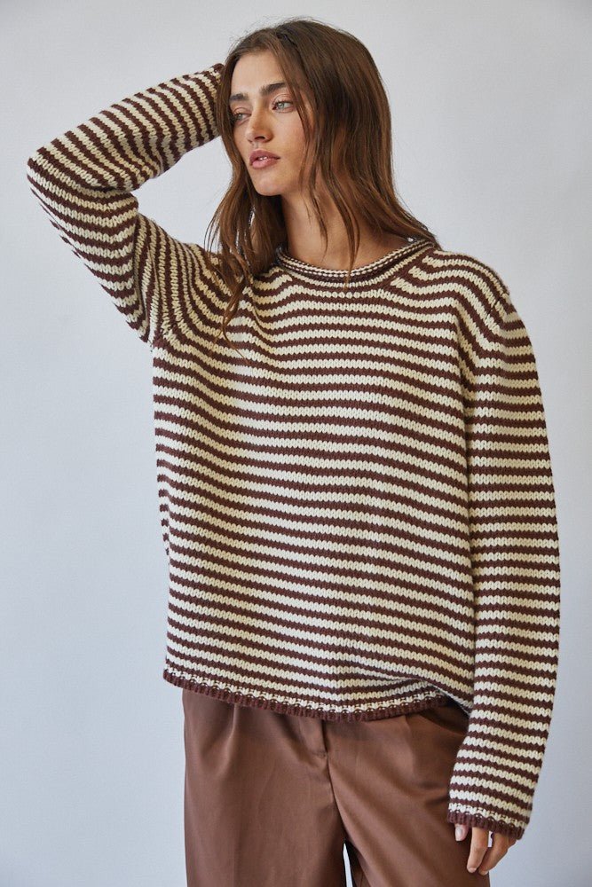 In Retrospect Roll Neck Stripe Sweater - Westly