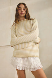 In Retrospect Roll Neck Stripe Sweater - Westly