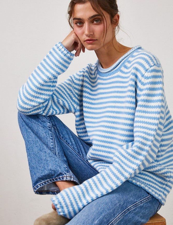In Retrospect Roll Neck Stripe Sweater - Westly