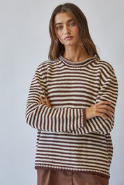 In Retrospect Roll Neck Stripe Sweater - Westly