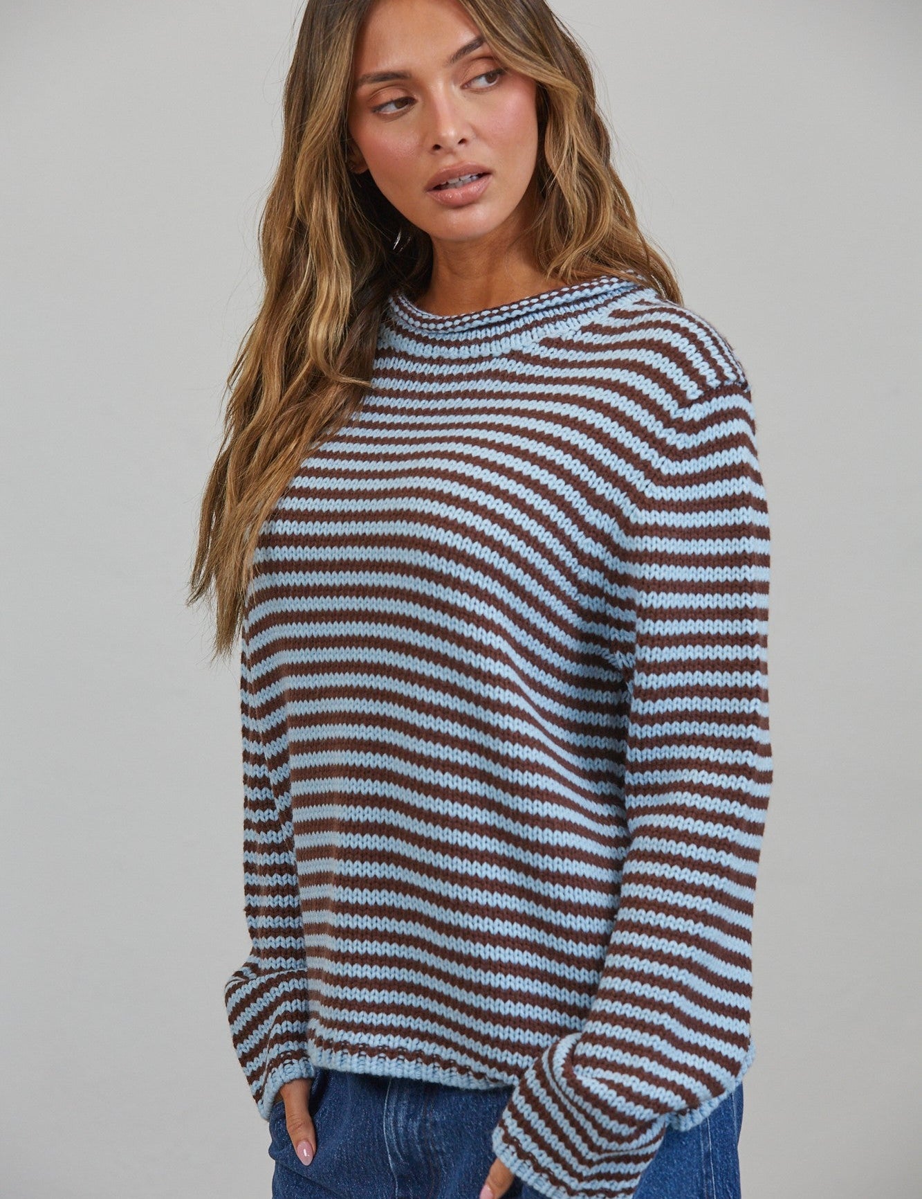 In Retrospect Roll Neck Stripe Sweater - Westly