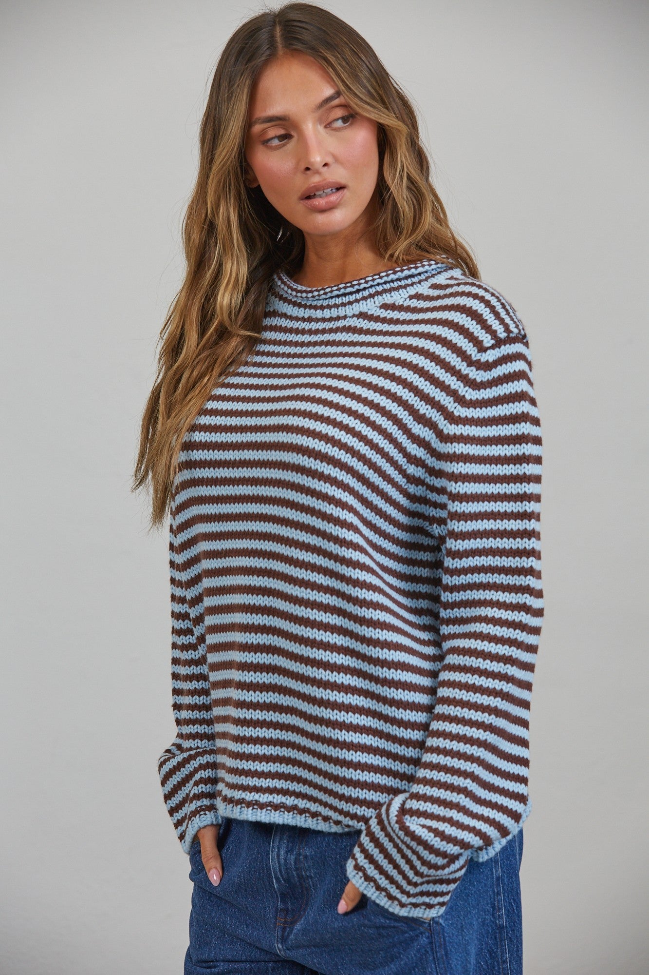 In Retrospect Roll Neck Stripe Sweater - Westly