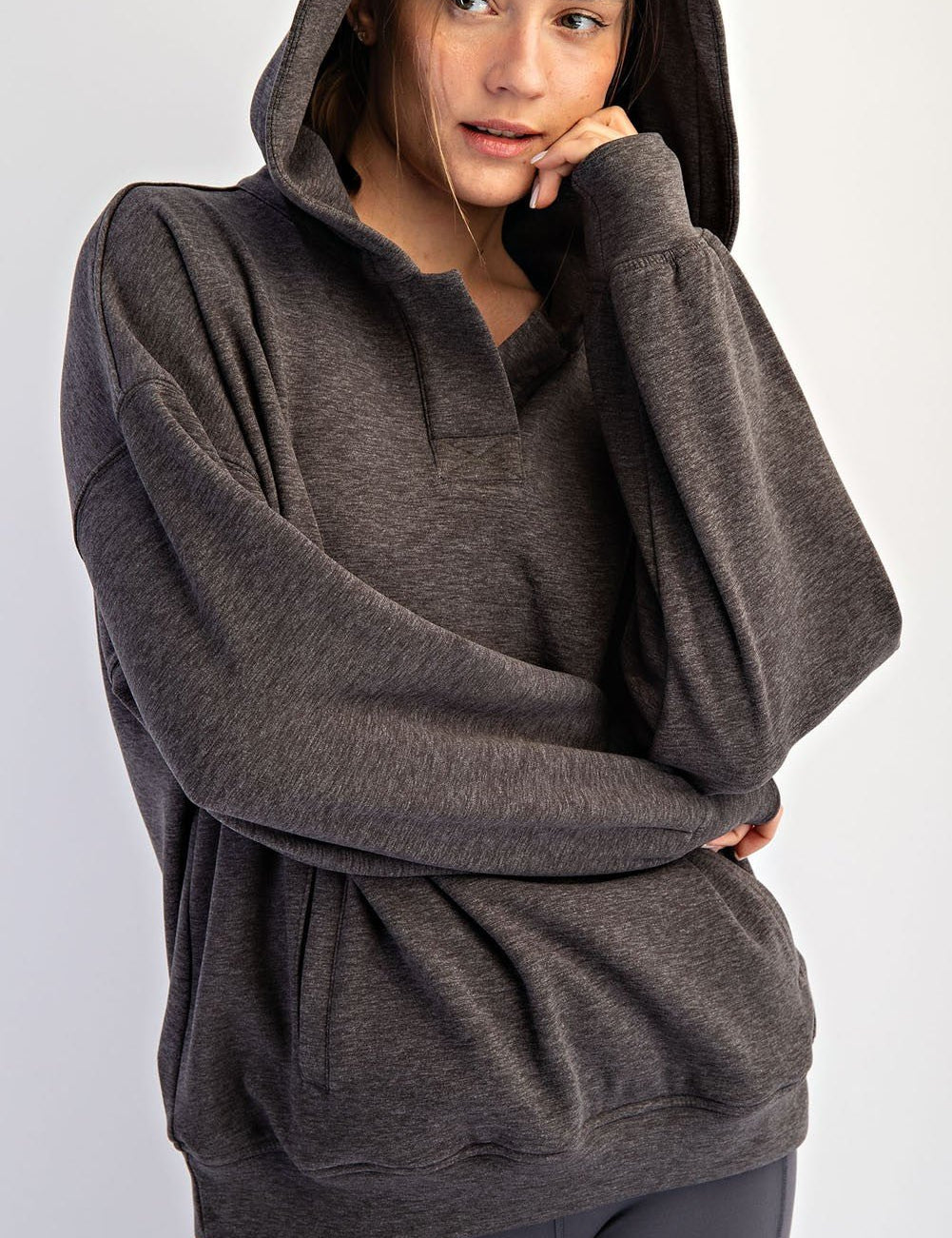 In The Groove Brushed Polo Neck Hoodie - Westly