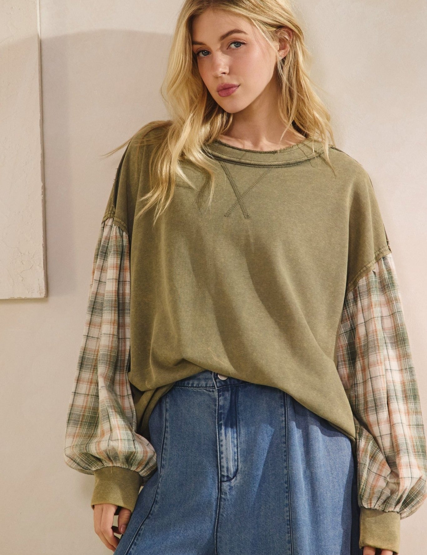 Indie Flannel Contrast Pullover - Westly