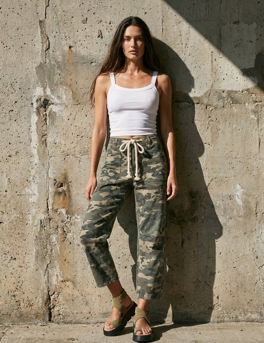 Indio Camo Cargo Rope String Pants - Westly