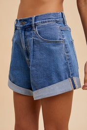 Indy Comfy Stretch Denim Roll - Up Shorts - Westly