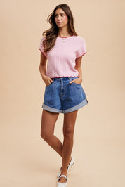 Indy Comfy Stretch Denim Roll - Up Shorts - Westly