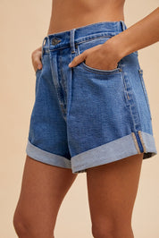 Indy Comfy Stretch Denim Roll - Up Shorts - Westly