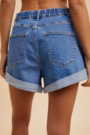 Indy Comfy Stretch Denim Roll - Up Shorts - Westly